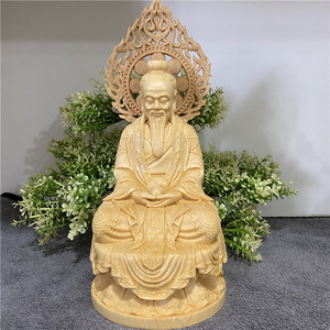 Figuras <span class=keywords><strong>de</strong></span> <span class=keywords><strong>madera</strong></span> tallada <span class=keywords><strong>de</strong></span> Jingdiao: Estatuas <span class=keywords><strong>de</strong></span> Taishang Laojun, Sanqing Daozu y Yuanshi Lingbao, figuras sentadas que representan la moralidad. - Product Image 3