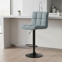 Tabouret de bar pivotant moderne européen nordique en tissu avec pieds en métal noir pour la maison, le bureau et l'hôtel