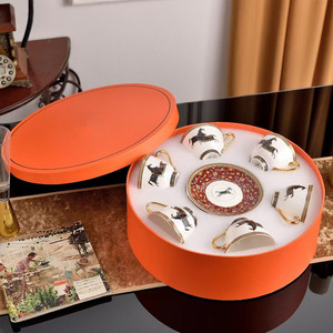 Factory Wholesale Modern Luxury Afternoon Tea 6-Piece Ceramic Coffee Cup and Saucer with Gift Box - Product Image 1