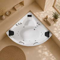 Baignoire Balnéo d'Angle 1400mm en Acrylique avec Panneau de Commande Numérique et Appui-tête pour Projet de Salle de Bain d'Hôtel