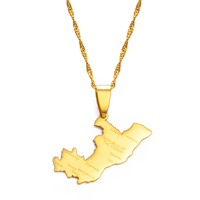Collier avec pendentif en acier inoxydable avec nom de ville de la République du Congo, ornement ethnique pour les occasions de fête - Brazzaville # 175921