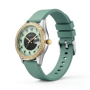 Reloj de Mujer con Patrón de Cisne Dorado, Correa de Silicona Suave Verde, Liberación Rápida, Reloj de Pulsera para Mujer, Moda Africana - Product Image 2