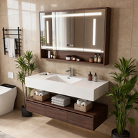 Meuble-lavabo de luxe pour salle de bain, mobilier de salle de bain pour projets hôteliers, meuble-lavabo en bois massif multicouche OEM/ODM