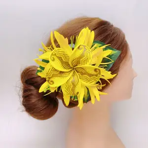 Designer Geïnspireerde Hawaiiaanse Kunstmatige Fluwelen Spin Lelie Haar Met Schuim Bloem Haarclip Voor Hoelameisje Voor Feest Bruiloft KN-hc185