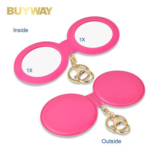 Mini espejo de maquillaje compacto portátil para mujer, espejo de tocador de bolsillo con aumento, acabado ABS, marco de PU - Product Image 3