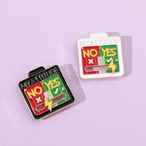 Kreative neue Stimmung ändernde Brosche Spaß Dating My Attitued Metal Badge Batterie Slide Emaille Anstecknadel - Product Image 3