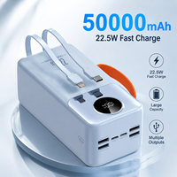 22,5W 50000mAh Ast Powerbank mit Digitalanzeige, Vier USB-Ausgänge, PD-Ladegerät mit 2 Kabeln, Powerbank