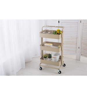 Chariot de rangement multifonctionnel amovible pour cuisine, salle de bain, salon et salon de coiffure, avec étagère latérale et plateau à collations, vente en gros - Product Image 3