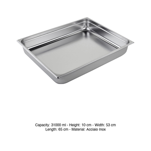 Recipiente para Alimentos GN 2/1 de Acero Inoxidable 18/10, 65 × 53 × 10 h cm, 3370 g, Inox, Macel - Product Image 3