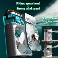 Ventilador 3 en 1, Nuevo Aire Acondicionado Portátil, Enfriador de Aire Pequeño para el Hogar, Luz Nocturna LED, Humidificador, Ventilador con Ajuste de Aire, Ventilador para Oficina y Hogar