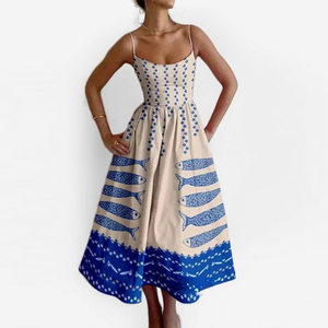Abito a trapezio da donna con stampa fantasia, pronto per la spedizione e servizio OEM ODM, fornitura diretta dalla fabbrica, perfetto per l'ingrosso <span class=keywords><strong>di</strong></span> abiti estivi - Product Image 3