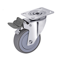 125mm SUS304 Support en acier inoxydable Plaque verrouillable Roulette 130kg Chargement Tpr Roulettes à vie pour l'industrie