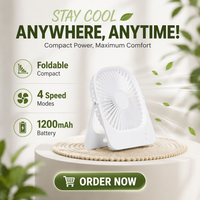 Mini ventilateur de table USB portable et pliable rechargeable pour bureau, idéal pour la Chine