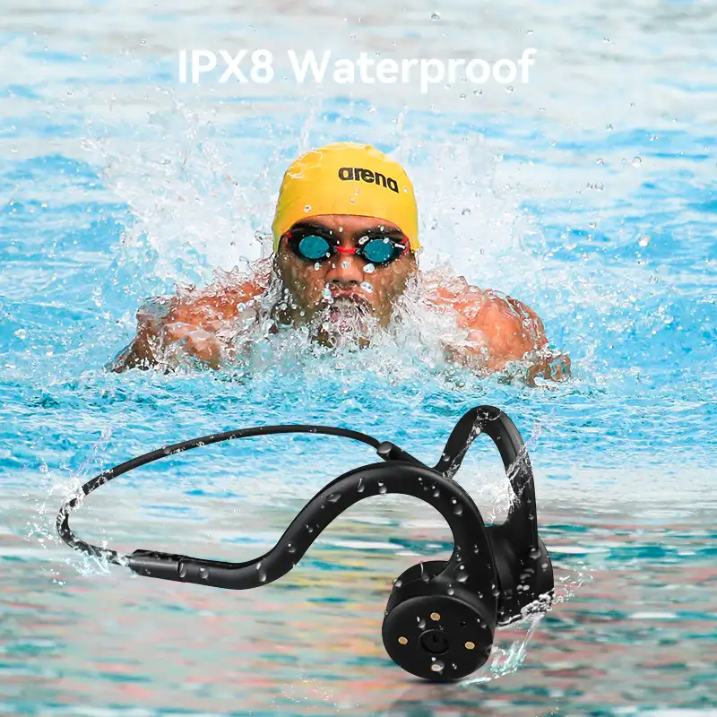 COOYEE X5การนำกระดูกสมาร์ทเหนือหูหูฟังบลูทูธ5.0กันน้ำ IPX8 8กรัม RAM หูฟังอุปนัยไร้สาย