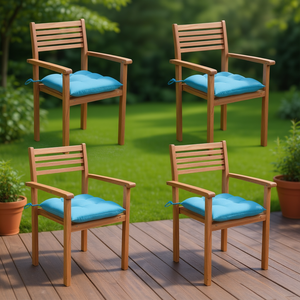 ชุดเก้าอี้ไม้สักสำหรับลานบ้าน 4 ตัว สีฟ้าอ่อน เฟอร์นิเจอร์สวนกลางแจ้ง ดีไซน์เรียบง่าย ทนทาน ขาเรียว - Product Image 2