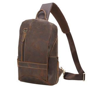 กระเป๋าสะพายสายเดี่ยวสำหรับผู้ชายสไตล์วินเทจสำหรับใส่ทุกวันกระเป๋าหนัง <span class=keywords><strong>Crazy</strong></span> Horse แท้ - Product Image 4