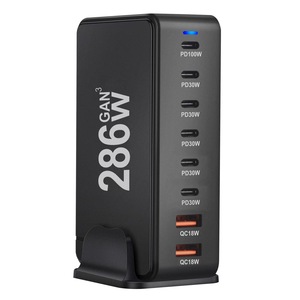 Estación de Carga USB para Múltiples Dispositivos, Universal, para Escritorio, para <span class=keywords><strong>Mac</strong></span> Book, para iPad, para Viajes, Negra, para <span class=keywords><strong>iPhone</strong></span>, <span class=keywords><strong>Cargador</strong></span> Multipuerto Gan de 268 W - Product Image 4