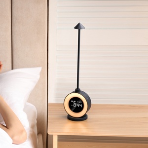 Réveil double alarme avec lumière de réveil, réglage des sons naturels, variateur tactile, veilleuse, lampe de table LED portable d'ambiance pour chevet - Product Image 1