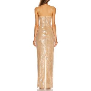 Robe de soirée élégante de haute qualité pour femme, sexy, à fines bretelles, taille cintrée, avec paillettes brillantes, style moulant – Grande Vente - Product Image 3