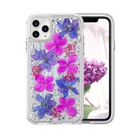 Étui de téléphone personnalisé en époxy fait à la main avec des fleurs séchées réelles pour 16/15/14 Pro TPU+PC, étanche et antichoc