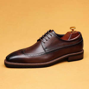 Zapatos de cuero artesanales de alta calidad y a la moda, zapatos de cuero cepillado estilo británico, zapatos de cuero para negocios, oficina y uso casual. - Product Image 5