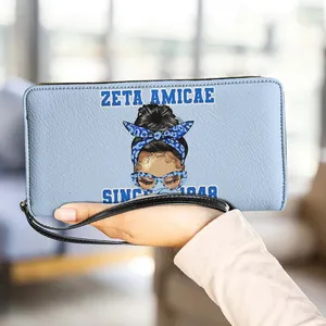 공장 공급 Zeta Phi 베타 벨트 지갑 포함 4 개의 신용 카드 슬롯 2 개의 큰 구획과 지퍼 Magsafe 지갑