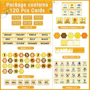 Juego de tableros de bolsillo con calendario para el aula, 120 tarjetas para la gestión del tiempo y el seguimiento del clima y las estaciones - Product Image 4