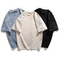 T-shirt en daim avec logo sérigraphié, coupe ample personnalisée, bonne qualité, été, 220G, T-shirt à manches courtes pour homme, T-shirt surdimensionné
