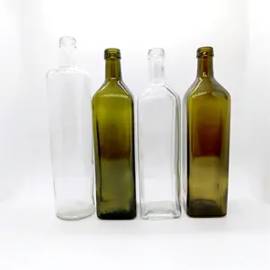 Pemasok langsung dari pabrik minyak goreng hijau antik kustom OEM botol kaca minyak bawang putih ekstra Virgin 250 ml 500 ml 750ml