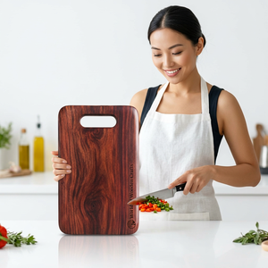 World Wooden Crafts Rectangle <b>Wood</b> Chopping Board With Handle Kitchen Cutting Block Single <b>Piece</b> - Product Image 1