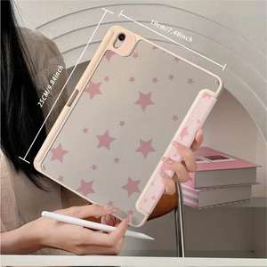 Convient pour la tablette iPad Pro, étui à motif d'étoiles roses avec emplacement pour stylet, housse de protection intégrale antichoc pour tablette - Product Image 4
