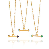 Collier pendentif en pierre naturelle plaqué or 18 carats avec fermoir en T, bijoux en acier inoxydable résistant à l'eau et inaltérable pour femme, cadeau raffiné