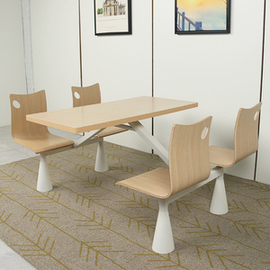 Luxury Restaurant School Cafeteria Furniture Canteen <b>4</b> Seater <b>Dining</b> Table and <b>Chairs</b> <b>Set</b> - Product Image 6