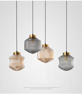 Luminaire suspendu moderne en verre teinté, lampe suspendue LED dorée pour salon, chambre à coucher, maison, loft, décoration industrielle - Product Image 2