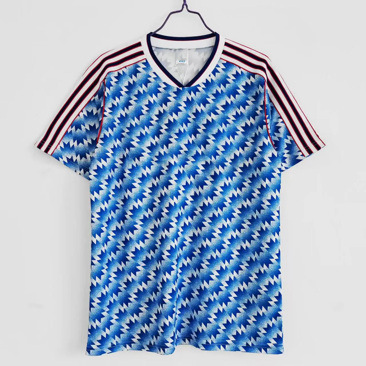 Vêtements de sport classiques vintage, maillots de football à carreaux bleus, vente en gros d'usine
