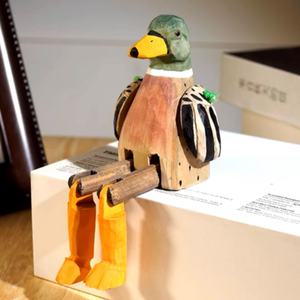 긴 다리 오리 수제 나무 조각 작은 장식품 나무 조각 재미 기발한 사무실 데스크탑 장식 선물 - Product Image 6