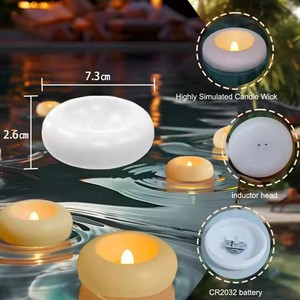 Flameless LED Floating Waterproof Plastic Candles Tea Light Romantic Flickering Votive Wax <strong>Tealight</strong> for Party Bathroom Decor - Product Image 2