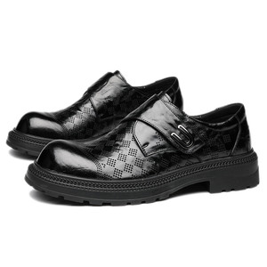 Mocassins en cuir véritable pour hommes, à bout rond, perforés, chaussures de ville formelles, à enfiler, pour le travail, les trajets quotidiens et la conduite - Product Image 2