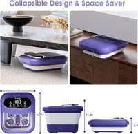 Bañera de Hidromasaje Plegable con Pantalla Digital, Masajeador de Pies con Calor, Infrarrojos, Burbujas, Rueda de Masaje Tai Chi Extraíble Automática