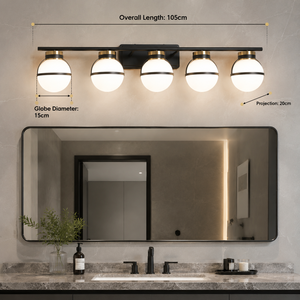 Modern Indoor Wall <b>Light</b> Black Gold Ironwork Glass <b>Globe</b> Shade E27 Five Bulbs For Living Room Bedroom Hotel Home - Product Image 3