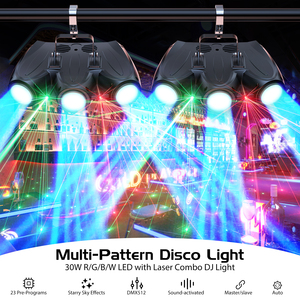 192-LED RGBW Projecteur de contrôle du son de <span class=keywords><strong>dirigeable</strong></span> à trois têtes DMX512 Mode IP20 pour les projets de fêtes KTV d'éclairage à effet de scène - Product Image 2