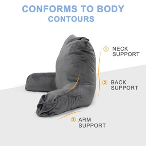 Almohada de lectura con cuña <span class=keywords><strong>para</strong></span> <span class=keywords><strong>cama</strong></span>, <span class=keywords><strong>cojín</strong></span> de descanso grande con brazos y bolsillos, soporte trasero <span class=keywords><strong>para</strong></span> sentarse <span class=keywords><strong>en</strong></span> <span class=keywords><strong>la</strong></span> <span class=keywords><strong>cama</strong></span> con bolsillo - Product Image 4