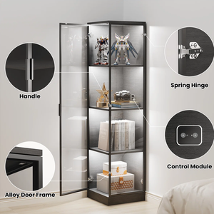 Vitrine en verre avec éclairage LED, commande tactile noire, anti-poussière, haute, pour salon et salle de jeux, vente en gros d'usine - Product Image 5