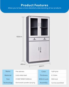 Archivador Metálico de 2 Puertas con Cerradura y Estantes <span class=keywords><strong>para</strong></span> <span class=keywords><strong>Oficina</strong></span> y Hogar - Product Image 6