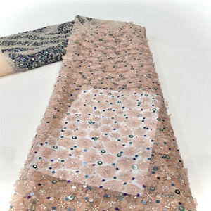 3D pequeña flor estilo encaje de lujo bordado tul encaje brillante seda tejido decoraciones sombreros brillante - Product Image 2