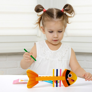 มอนเตสซอรี่ของเล่นไม้สำหรับการศึกษาการจำแนกการจำแนกสีลายก้างปลาเกมจับคู่ - Product Image 5