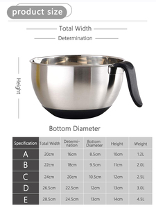 Cuenco plano antideslizante con fondo de silicona personalizado para mezclar huevos, cuenco redondo de acero inoxidable 304 para masa de panadería, ensalada, mezclador de frutas - Product Image 5