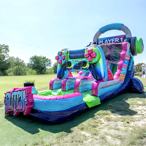 Toboggan aquatique gonflable double piste avec piscine, décorations de jeu, style château, pour 1 joueur, <span class=keywords><strong>location</strong></span> pour fêtes - Product Image 2