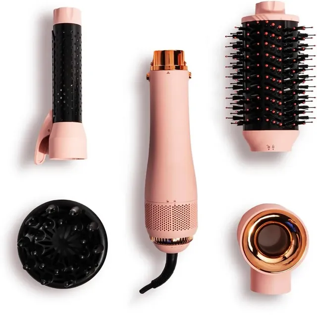4-in-1 High-Speed Professional Ionic Hair Styling Set Hot Air Comb Hair Dryer Straightener Electric Hair Curler Head Massager
