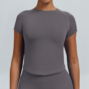 T-shirt Sportiva da <span class=keywords><strong>Donna</strong></span> a Maniche Corte, Leggera, Traspirante, ad Asciugatura Rapida, Senza Cuciture, per Palestra, <span class=keywords><strong>Fitness</strong></span> e Yoga - Product Image 5